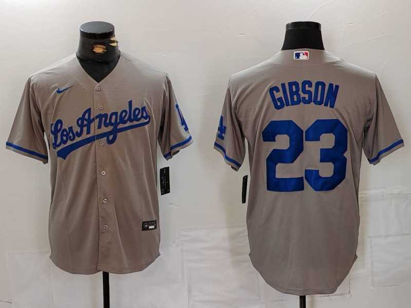 Mens Los Angeles Dodgers #23 Kirk Gibson Grey With los Cool Base Stitched Jersey